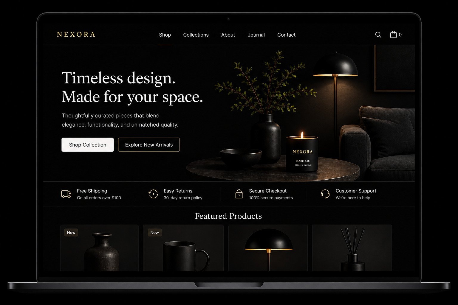 Sleek ecommerce website design